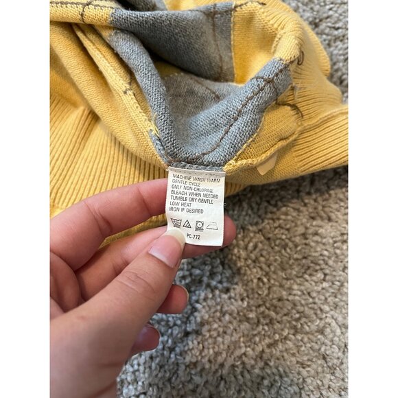 Izod Mens Sleeveless Argyle Sweater Vest Yellow Gray Size L Classic Preppy Knit - Picture 7 of 10